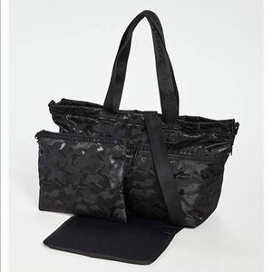 LeSportsac Carlin Diaper Bag Tote, Black Camo